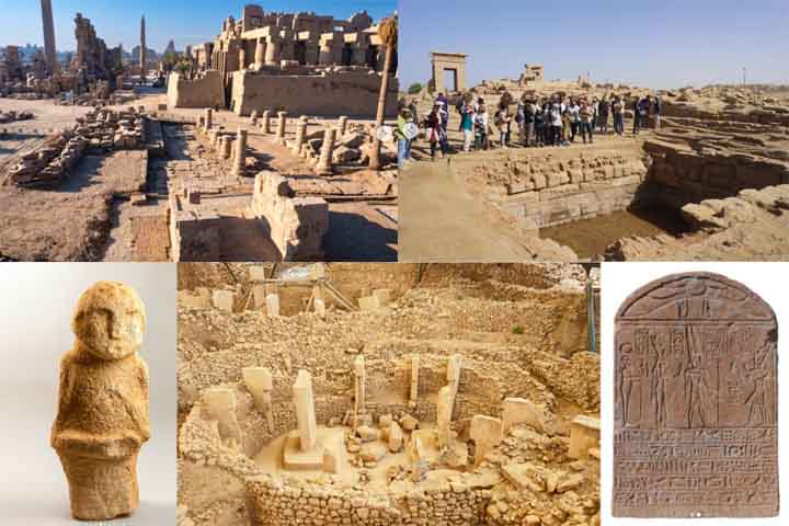 Escavações revelaram inscrições, estátuas e objetos que ajudam a compreender a vida cotidiana e religiosa. Muitos achados confirmam a importância dos templos como centros administrativos e fragmentos de murais mostram batalhas e rituais. Desse modo, cada descoberta amplia o conhecimento sobre a complexidade da civilização egípcia.