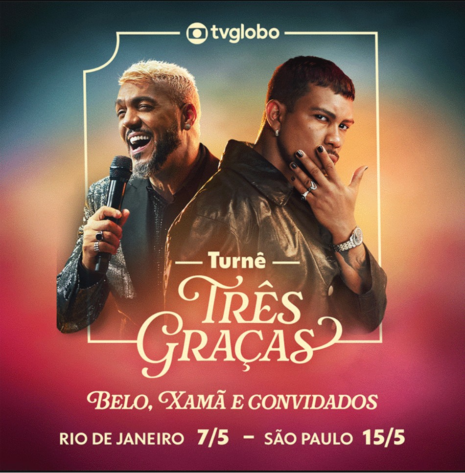 A novela “Três Graças”, inclusive, tem turnê especial, com shows no Rio de Janeiro e em São Paulo, que contarão com apresentações de Belo e Xamã. Além disso, o projeto conta com participações de Péricles e de Negra Li. Os shows ocorrerão no dia 7 de maio, no Qualistage, e no dia 15 de maio, no Vibra São Paulo, e ainda contarão com a presença de atores do elenco, como Sophie Charlotte, Alana Cabral, Pedro Novaes e Gabriela Medvedovsky.
