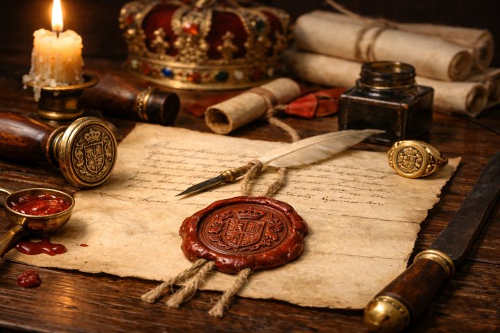 Durante a Idade Média europeia, reis, nobres e instituições religiosas utilizavam selos em cera com brasões cuidadosamente gravados como forma de garantir a autenticidade e a integridade de cartas, decretos e documentos oficiais. 