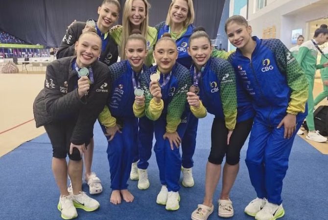 No último da 3ª etapa, conjunto brasileiro brilha em Baku e garante medalha de prata na Copa do Mundo de Ginástica Rítmica