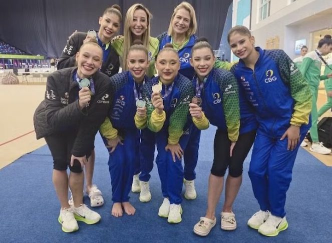 Conjunto brasileiro brilha em Baku e garante medalha de prata na Copa do Mundo de Ginástica Rítmica - Divulgação/CBG