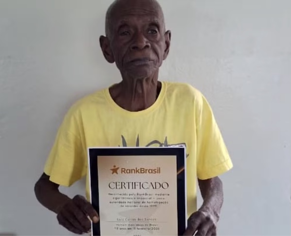 É o caso de um brasileiro de 118 anos que passou a integrar oficialmente o RankBrasil, livro dos recordes nacionais que existe desde 1999. Luís Carlos dos Santos, chamado carinhosamente de Luizinho, recebeu o reconhecimento como o homem mais velho do país. 