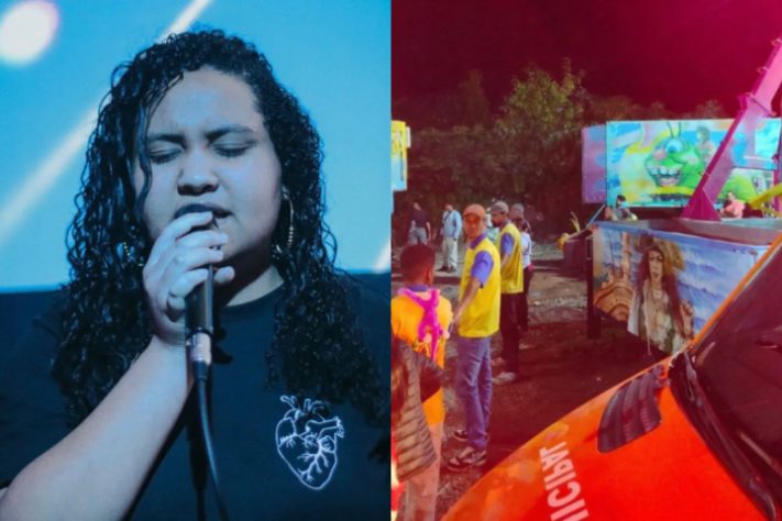 Carolina Beatriz de Deus Maciel, jovem que morreu após cair de brinquedo de parque, tinha 21 anos e era cantora gospel - Montagem/Reprodução/CBMG