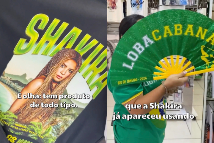 Entre os itens mais procurados estão acessórios tradicionais em shows no Brasil como os leques, usados tanto para enfrentar o calor quanto para coreografias da plateia. Há até um modelo igual ao usado pela própria Shakira: o original custa R$ 79, mas existem outras versões mais acessíveis nas prateleiras.