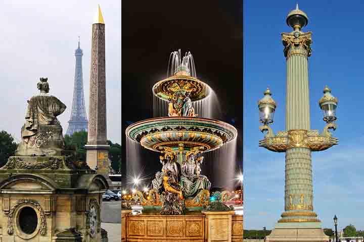 Praça da Concórdia. França - Montagem com imagens de Reprodução do Flickr Alan Greenberg, Vassil e Alchemica/Wikimédia Commons