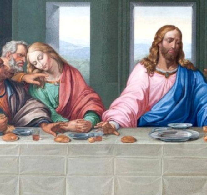 Além disso, a tradição artística da época já valorizava esse tipo de organização em representações religiosas. O objetivo não era reproduzir fielmente o evento histórico, mas comunicar seu significado espiritual e simbólico de forma clara e impactante para quem observa.