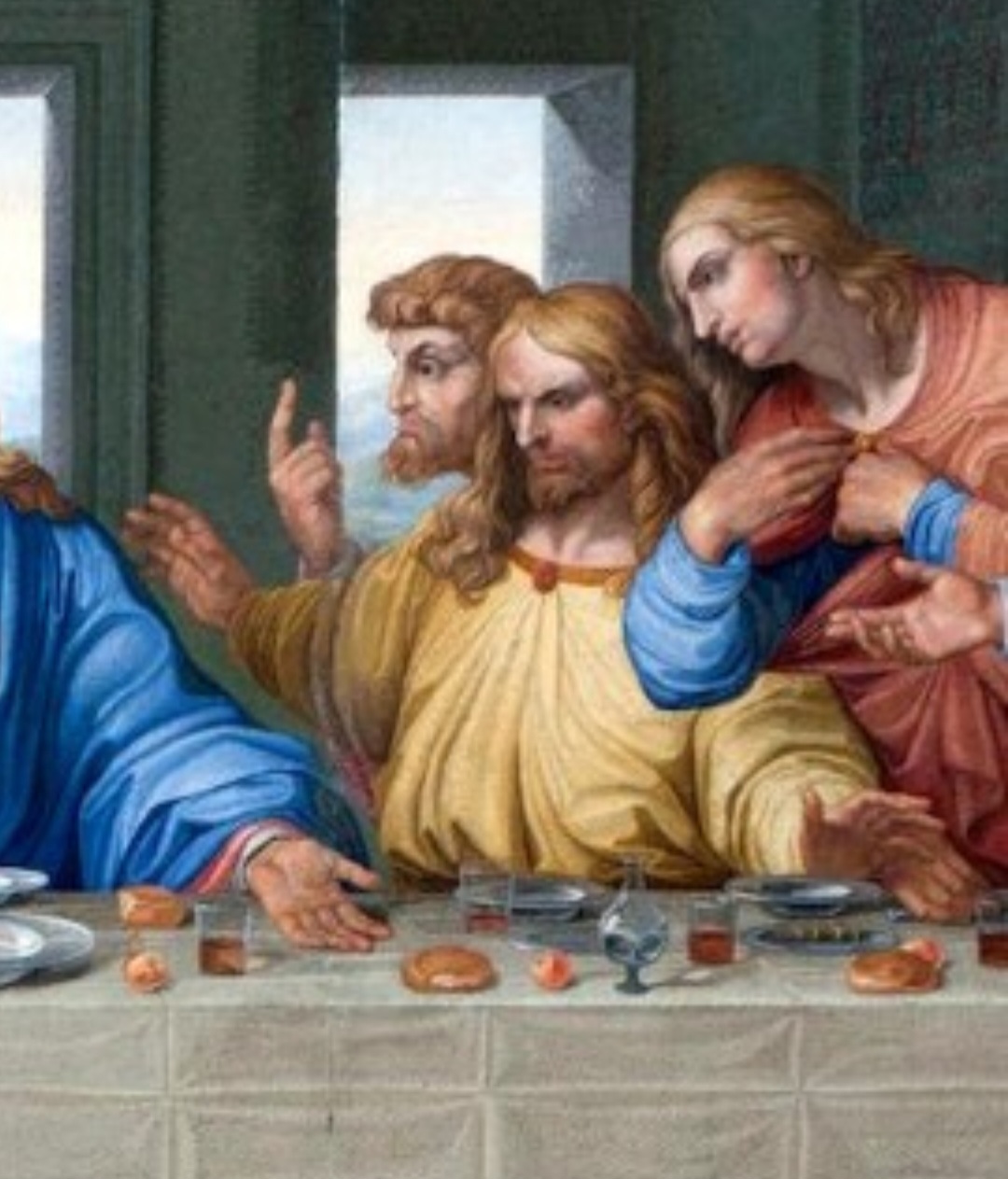 Os gestos, olhares e movimentos dos apóstolos são coreografados para transmitir emoção e narrativa, algo que se perderia com uma disposição mais realista, porém menos expressiva.