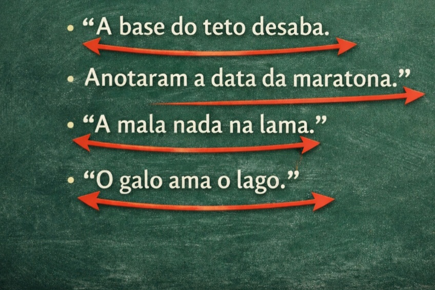 “A base do teto desaba.”
“Anotaram a data da maratona.”
 “A mala nada na lama.”
“O galo ama o lago.” 