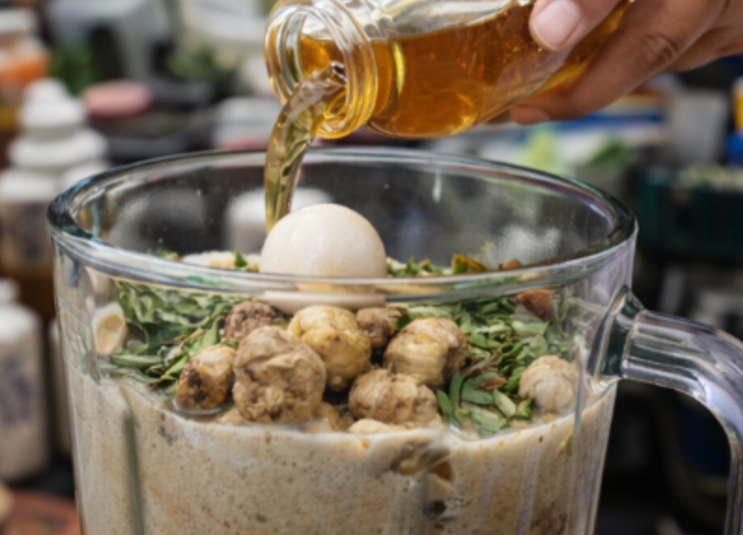 O processo envolve bater a rã com plantas medicinais, mel, raízes e até cereais, criando uma mistura espessa. Essa combinação resulta em uma bebida de sabor forte e textura marcante. O modo de preparo artesanal reforça a ligação com saberes tradicionais e a confiança na natureza.