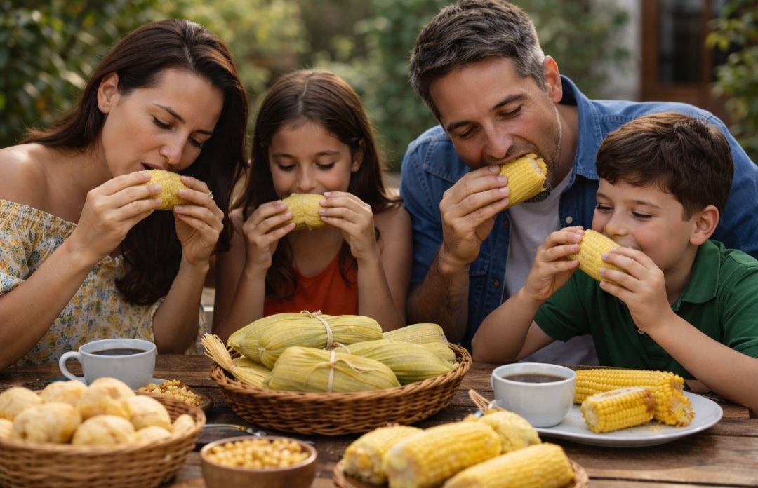 A textura é outro ponto-chave na comparação. A pamonha (foto) é firme e moldada, o curau é cremoso e homogêneo, e a polenta pode variar entre mole e mais consistente, dependendo do preparo.