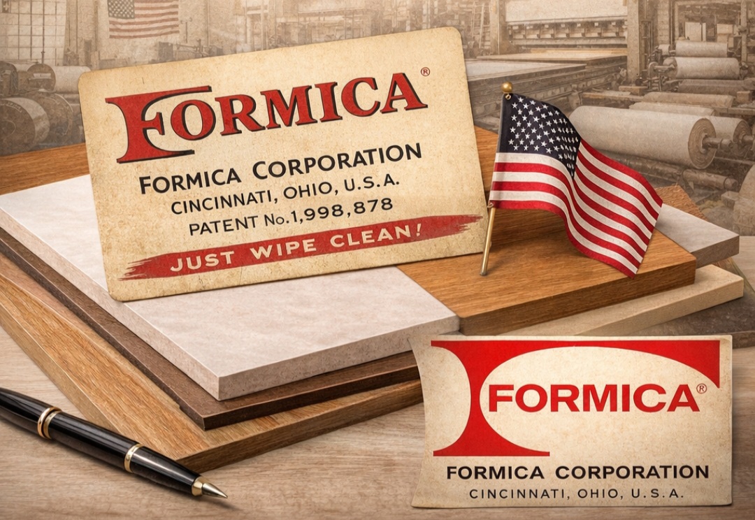 O nome “fórmica” vem da empresa Formica Corporation, criada nos Estados Unidos. Com o sucesso do produto, a marca acabou se tornando sinônimo do material em vários países. Assim como acontece com outras marcas famosas, o nome passou a ser usado de forma genérica. Mesmo hoje, muitas pessoas utilizam “fórmica” para se referir a qualquer laminado desse tipo.