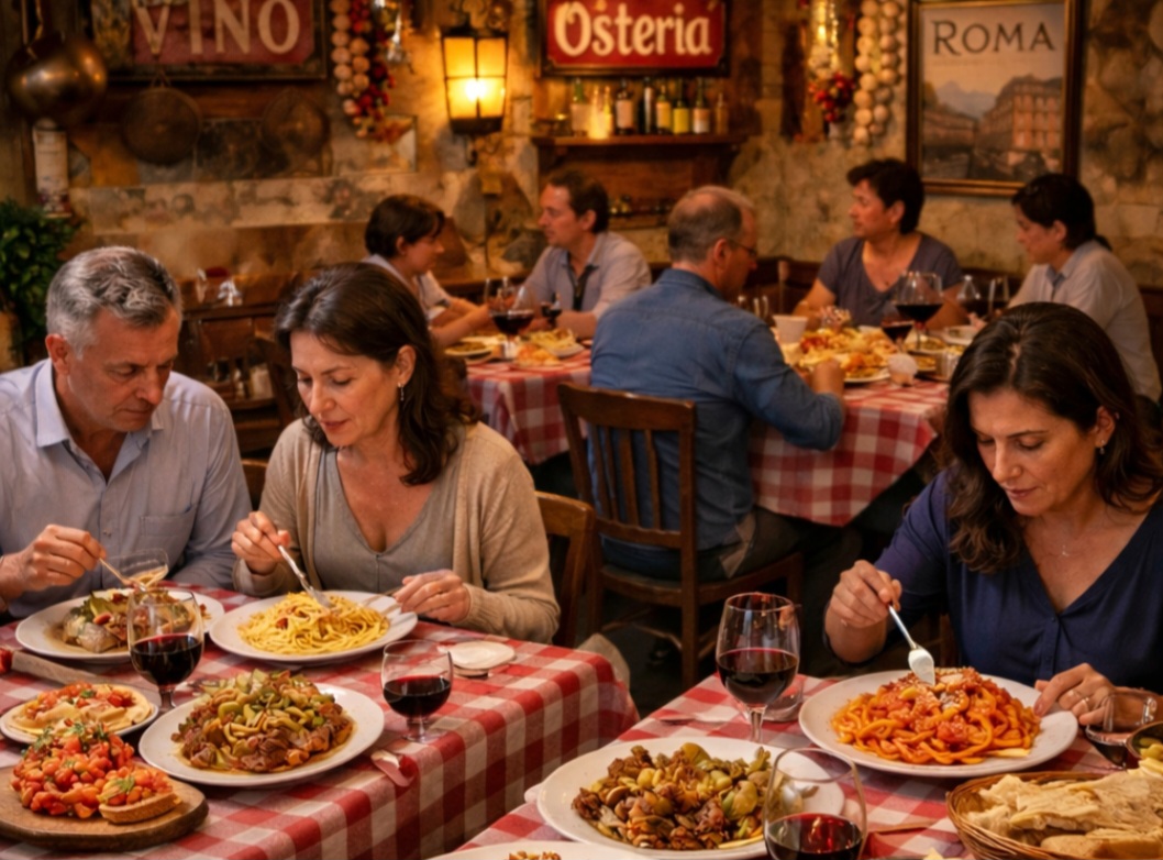 A gastronomia romana também é parte essencial da experiência. Pratos tradicionais refletem séculos de cultura e influências regionais. Comer em Roma é vivenciar sua história de forma sensorial.