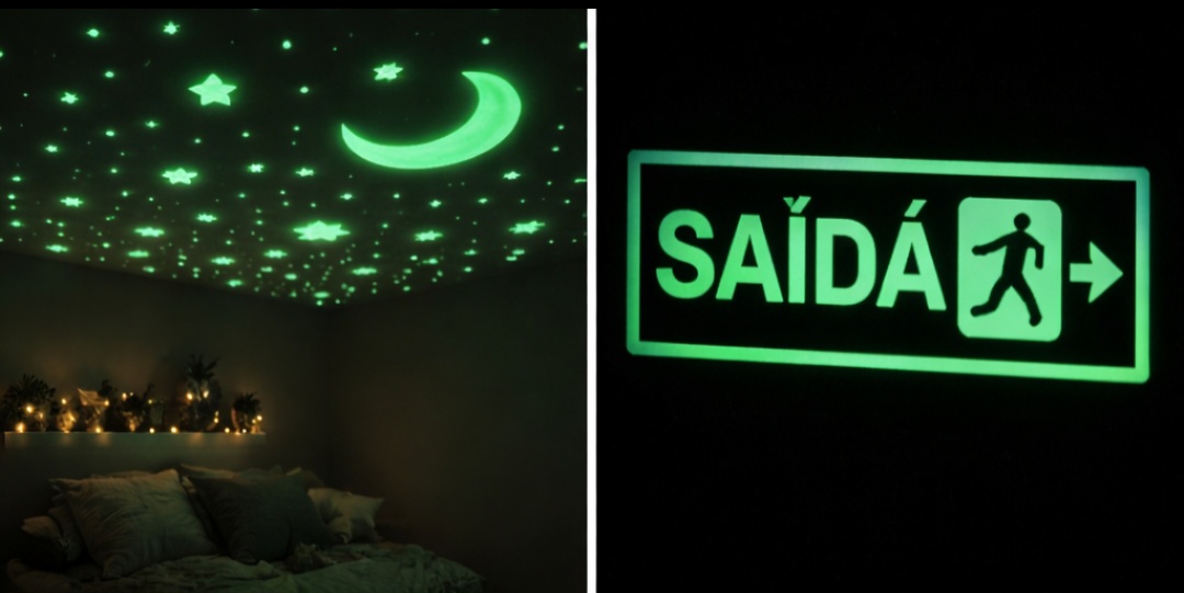 Já a fosforescência envolve um processo mais lento de liberação de energia. O material absorve luz e continua emitindo brilho mesmo depois que a fonte é retirada. Esse efeito pode durar de alguns segundos até várias horas, diminuindo gradualmente