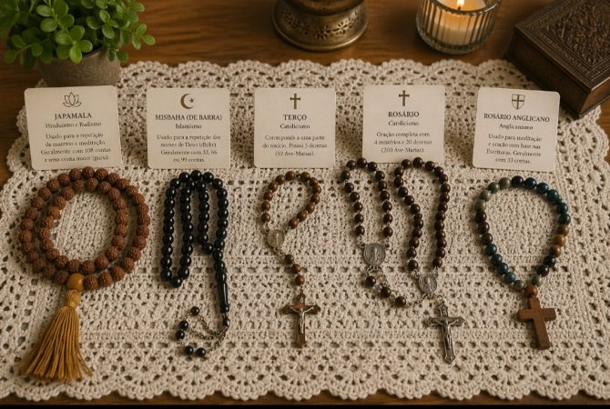 Terço, rosário, misbaha e japamala: o que são, quais as diferenças e como cada tradição usa essas contas de oração