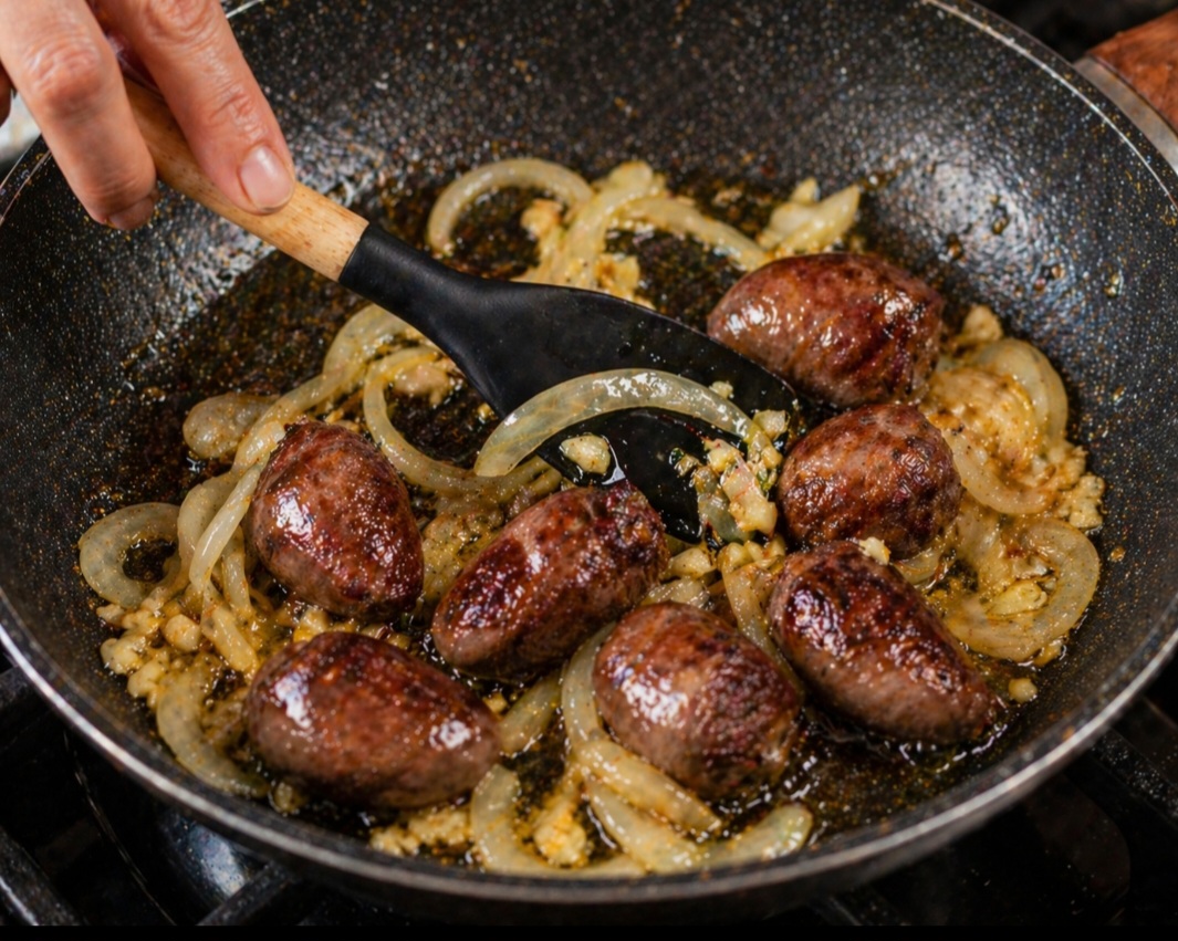 Também podem ser feitos na frigideira, utilizando azeite, alho picado e cebola em rodelas finas. Nesse caso, o cozimento deve ser atento para garantir maciez sem ressecar. O resultado é um prato aromático, com sabores bem incorporados e ideal para acompanhar arroz e legumes.