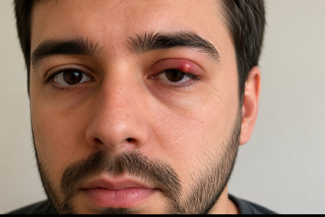 O terçol é uma inflamação comum que surge na pálpebra, geralmente causada por uma infecção bacteriana nas glândulas que ficam na base dos cílios. Ele aparece como um pequeno inchaço avermelhado, muitas vezes doloroso, que pode lembrar uma espinha. Apesar do desconforto, costuma ser um problema benigno e autolimitado. Em alguns casos, pode vir acompanhado de lacrimejamento, sensibilidade à luz e sensação de areia nos olhos. O quadro tende a evoluir rapidamente, chamando a atenção pelo aspecto vis -  (crédito: Imagem gerada por i.a )