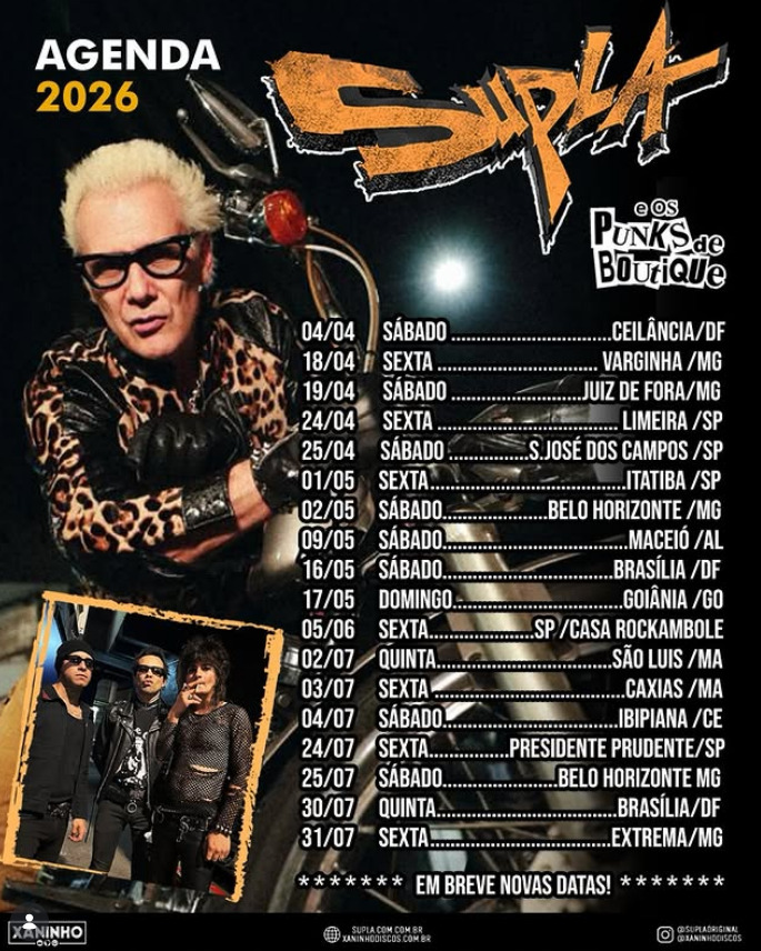 Atualmente, o cantor tem agendado uma série de apresentações em diferentes estados do Brasil com a turnê “Supla e os Punks de Boutique”, incluindo shows em festivais. Com datas divulgadas até julho de 2026, Supla já anunciou  que novas datas serão divulgadas em breve.
