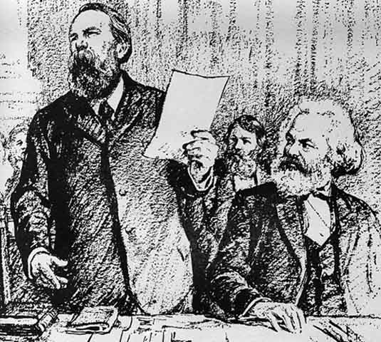 O ano de 1848 marcou um ponto de virada. Em meio às revoluções que eclodiam em diferentes países europeus, Marx e Engels publicaram o “Manifesto Comunista”. O texto sintetiza conceitos fundamentais do pensamento marxista, como a luta de classes e a inevitabilidade das transformações sociais impulsionadas por conflitos entre grupos com interesses opostos.

