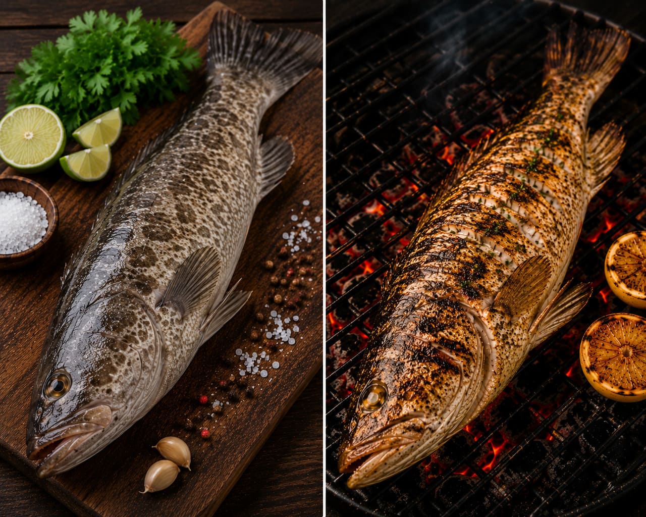 O namorado é outro peixe muito usado em receitas assadas na churrasqueira. A carne firme facilita o manuseio na grelha e costuma agradar quem prefere sabores mais suaves e menos gordurosos.