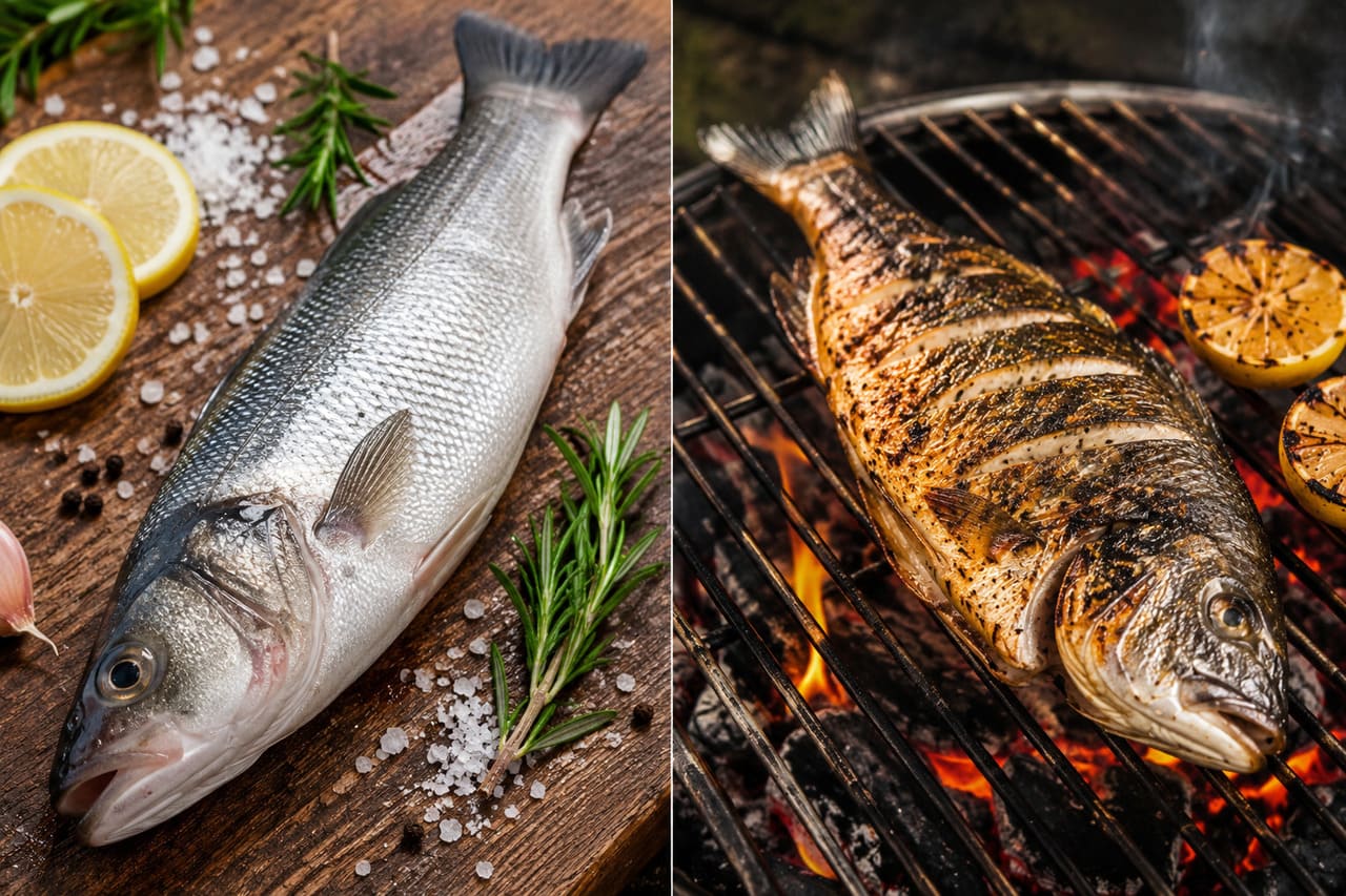 O robalo aparece entre os peixes mais valorizados para churrasqueira por causa da carne firme e do sabor suave. Ele pode ser preparado inteiro na grelha e costuma combinar bem com ervas frescas e legumes assados.