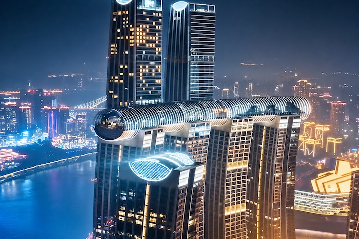 Além da fama de ser um arranha-céu horizontal, o Raffles City reúne mais de 1 milhão de metros quadrados distribuídos em oito torres que abrigam residências, escritórios, hotel, centros comerciais e áreas de lazer. O projeto funciona como uma verdadeira cidade vertical, onde moradores e visitantes encontram praticamente tudo no mesmo espaço.