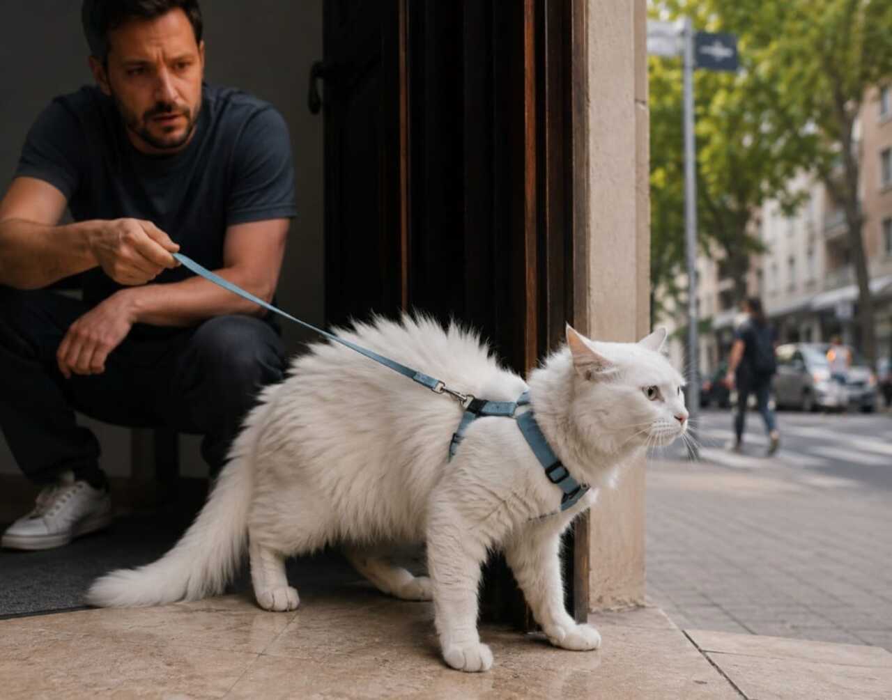 Alguns gatos demonstram desconforto ao tentar retirar a coleira com as patas, coçam excessivamente a região do pescoço ou passam a se movimentar de forma diferente. Em certos casos, também podem surgir sinais de estresse, como o rabo eriçado, postura mais tensa, inquietação ou mudanças de comportamento.