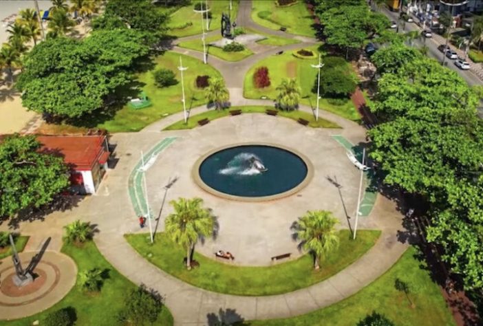 Jardim da Orla da Praia, Santos - Reprodução/Youtube @Fala Vininhu