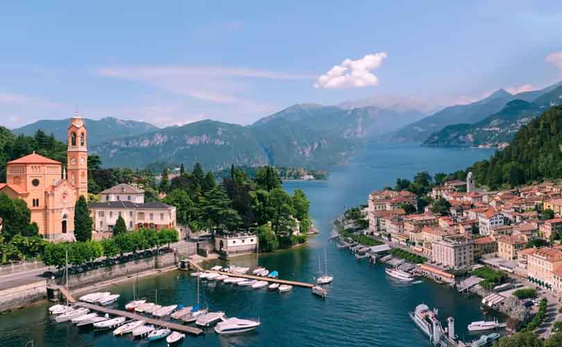 As margens do Lago de Como (Itália)(Como) - Montagem sobre Reprodução do Youtube Canal Around The World