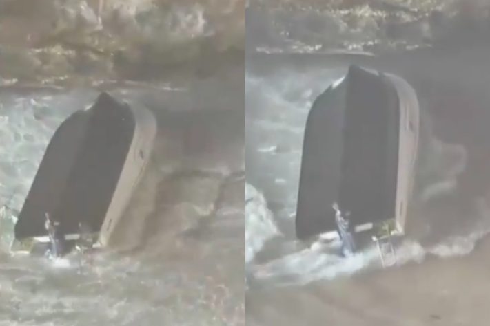 Barco com turistas tomba nas proximidades da Gruta de Benagil, um dos locais mais bonitos de Portugal - Montagem/Reprodução