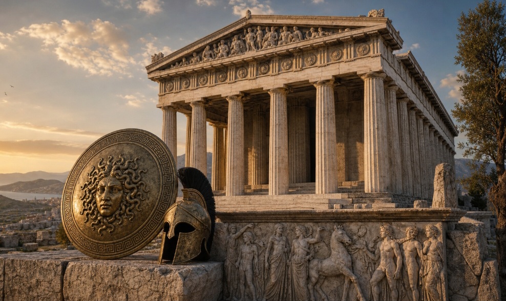 A mitologia grega, da qual Atena faz parte, é composta por um vasto conjunto de deuses que representam forças da natureza e aspectos da vida humana. Entre eles, Zeus ocupa o papel central como rei dos deuses.