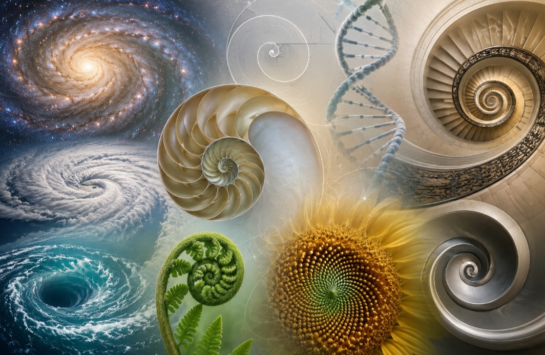 As espirais aparecem em diferentes formas e estão presentes tanto na natureza quanto na tecnologia e na arte. Algumas ajudam a explicar fenômenos do universo, enquanto outras são usadas em objetos do dia a dia, construções e ilusões visuais. Há espirais associadas a galáxias, conchas, furacões e até ao DNA humano. Esses formatos chamam atenção pelo visual hipnótico e também pela eficiência matemática. Veja a seguir 12 tipos curiosos de espirais e onde elas aparecem. -  (crédito: Imagem gerada por i.a )
