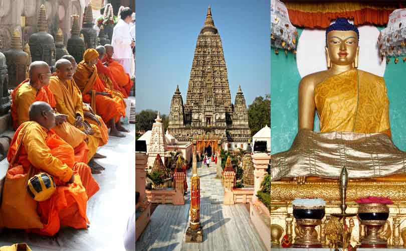 Templo Mahabodhi, Bodh Gaya, Índia - Reprodução do Flickrs Simon White, Christopher Fynn e Luca Guizzardi
