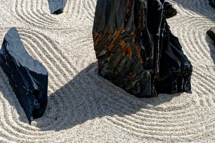 A manutenção do jardim exige atenção constante para preservar a harmonia visual. A limpeza das pedras, a retirada de folhas secas e o nivelamento da areia ajudam a conservar a aparência organizada. O rastelo utilizado para criar desenhos na areia também possui significado simbólico e funciona como parte do processo meditativo.