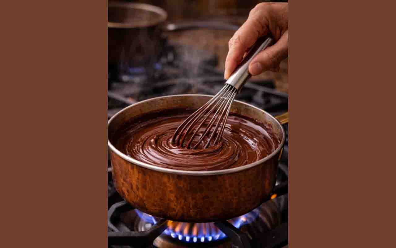 As proporções definem o uso final da ganache. Mais chocolate deixa a mistura firme; mais creme de leite resulta em um creme fluido e delicado.