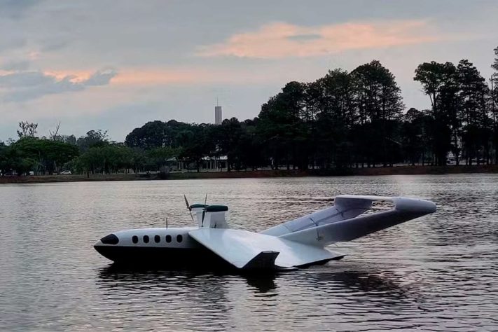 Startup brasileira desenvolve o Volitan, barco voador – Divulgação/AeroRiver