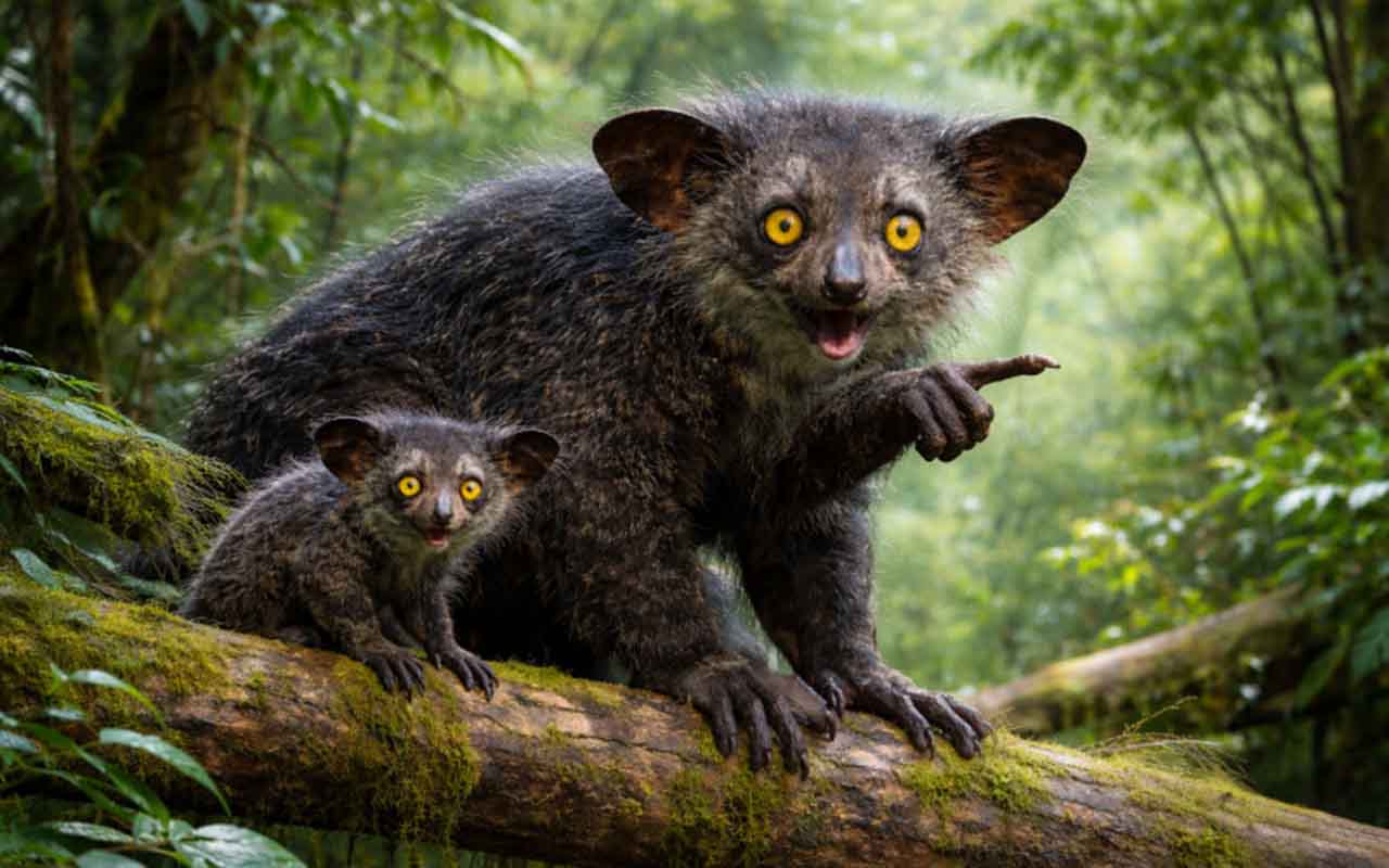 Ao controlar populações de insetos e dispersar sementes, o Aie-Aie contribui para o equilíbrio da floresta. Incluído na lista vermelha da União Internacional para a Conservação da Natureza, o Aie-Aie é protegido por lei. No entanto, a destruição de seu habitat e a perseguição humana continuam sendo grandes ameaças.