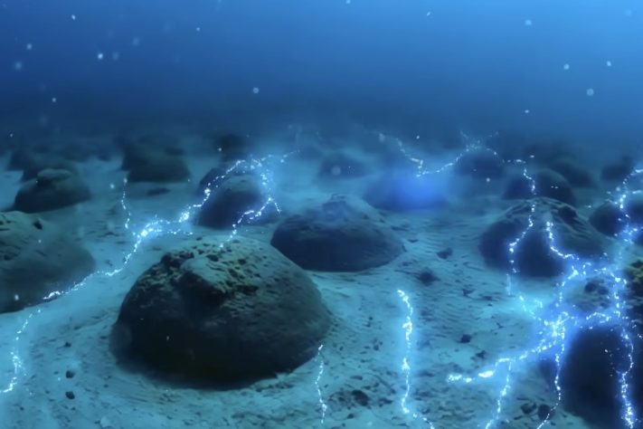 Luz iluminando fundo do mar/oceano profundo – Imagem gerada por IA/Reprodução/YouTube
