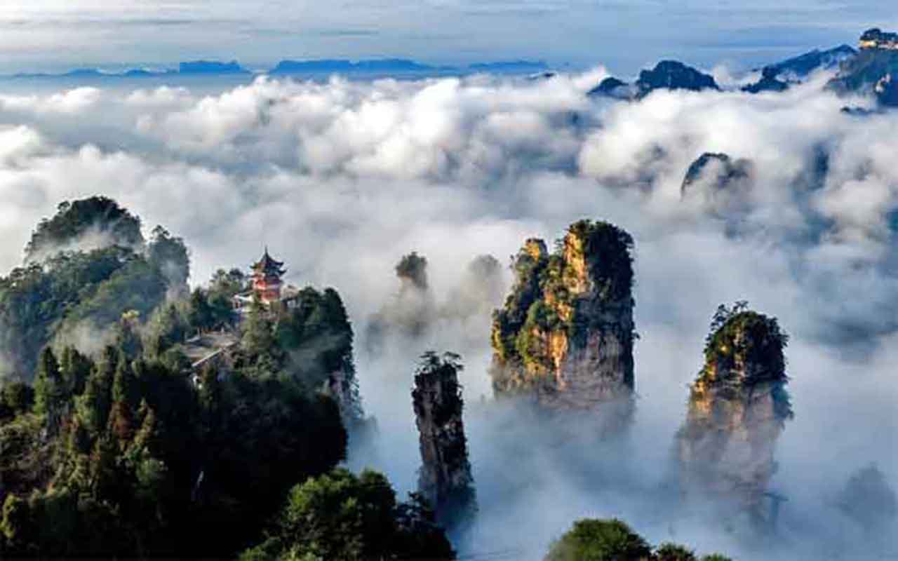 Zhangjiajie, da província de Hunan, na China - Reprodução do Instagram @wonderlandzhangjiajie