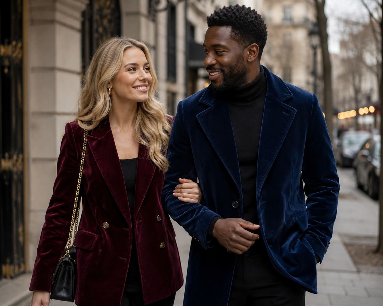 O uso mais tradicional do veludo está na confecção de roupas. Vestidos, blazers, calças, saias e casacos feitos com esse tecido costumam transmitir um visual refinado, sendo especialmente populares durante os meses mais frios por proporcionarem sensação de conforto e aquecimento.