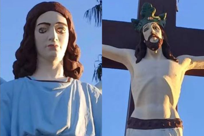 Tentativa de restauração de esculturas religiosas viraliza e gera polêmica em cidade de Minas Gerais – Reprodução/Redes Sociais