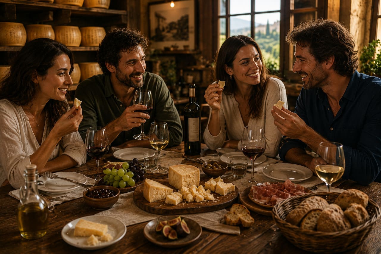 O Parmigiano Reggiano é conhecido por sua textura granulada, sabor intenso e aroma marcante, resultado da longa maturação. A cor varia entre tons de palha e dourado, enquanto os cristais de tirosina conferem crocância característica. Cada pedaço revela complexidade de sabores que vão do frutado ao picante, tornando-o versátil na culinária.