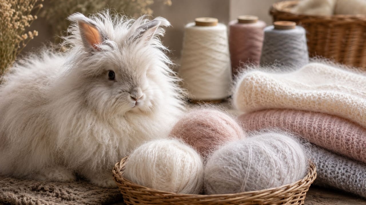 Angorá
Produzida a partir dos pelos do coelho angorá, essa lã é extremamente macia e leve. Muitas vezes é misturada a outras fibras para aumentar a durabilidade das peças.