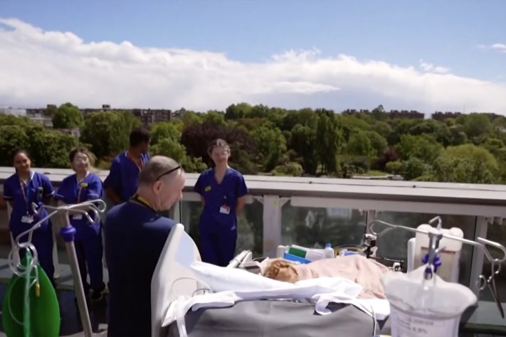 King's College Hospital, em Londres, inaugura jardim no terraço para receber pacientes de unidade de terapia intensiva – Reprodução/TV Globo