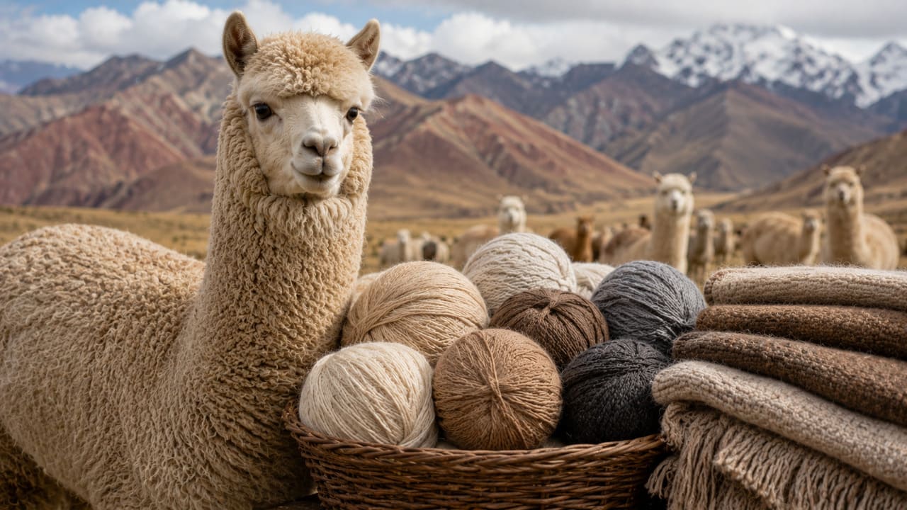 Alpaca
Originária da região andina da América do Sul, a lã de alpaca é conhecida pelo toque suave e pela boa retenção de calor. Ela também costuma apresentar brilho natural e ampla variedade de tonalidades.