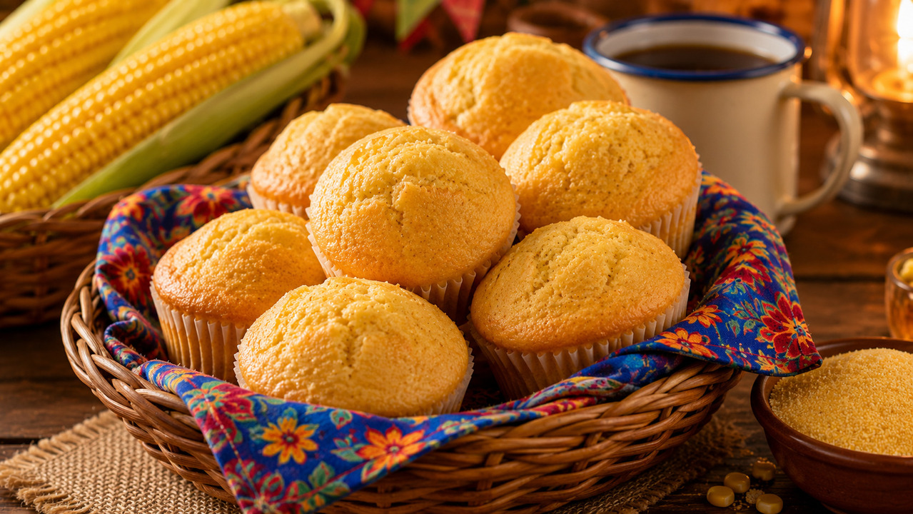 O pão e os bolinhos (muffins) de milho são feitos com fubá, leite e ovos, resultando em massa macia e sabor levemente adocicado que agrada a todos. Nas quermesses, são vendido em porções individuais, acompanhados de café ou chá, reforçando o clima acolhedor das festas. 
