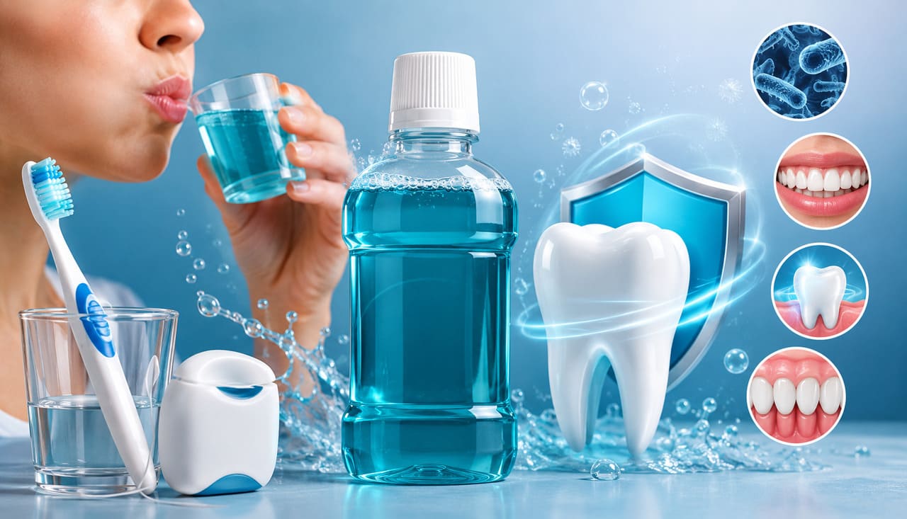 O enxaguante bucal complementa a escovação e o uso do fio dental, alcançando áreas de difícil acesso e ampliando a limpeza da boca. Além de ajudar no controle das bactérias e do mau hálito, contribui para a prevenção de cáries e gengivite. A escolha do produto adequado potencializa os benefícios e evita efeitos indesejados. Conhecer os diferentes tipos disponíveis é importante para garantir uma higiene bucal mais eficiente e segura.
 -  (crédito: imagem gerada por i.a )