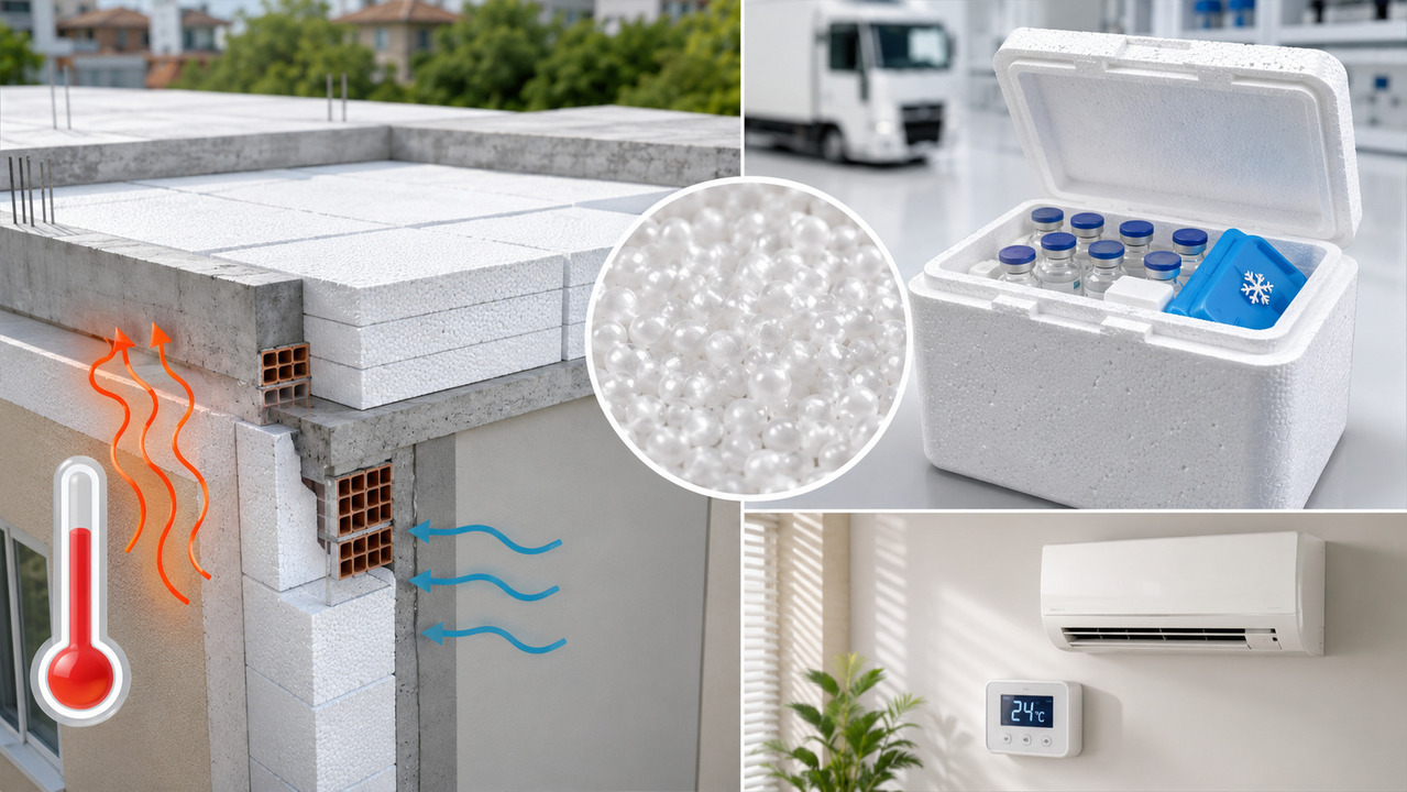 O isolamento térmico excepcional do material provém de sua estrutura composta por 98% de ar preso em células fechadas. A barreira física impede a transferência de calor e mantém a temperatura estável em caixas de transporte de vacinas e alimentos. O uso residencial em lajes e paredes reduz drasticamente o consumo de energia elétrica com sistemas de climatização artificial.