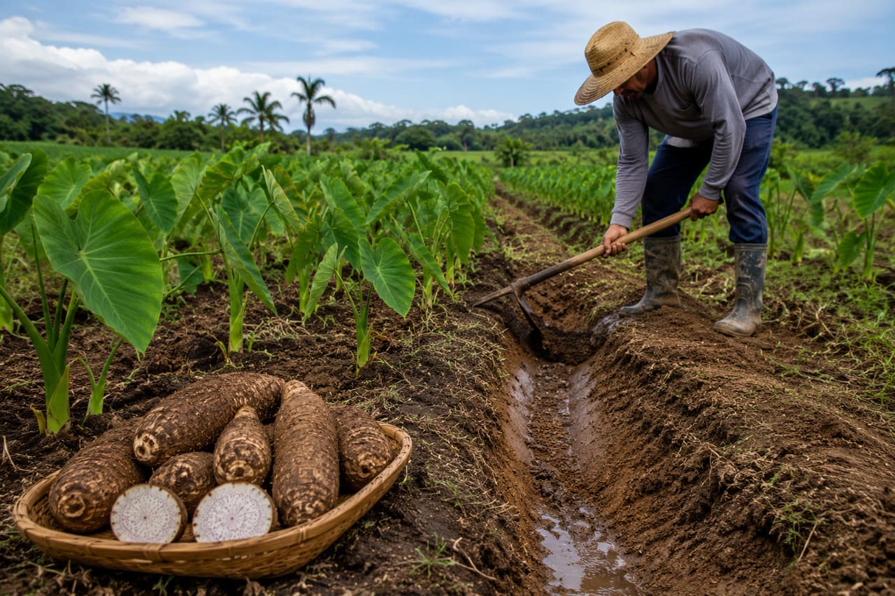 Agricultores familiares são os principais responsáveis pela produção, o que torna o tubérculo relevante também do ponto de vista socioeconômico. De acordo com dados de órgãos como a Empresa Brasileira de Pesquisa Agropecuária (Embapa), o inhame apresenta bom potencial de mercado, tanto para consumo interno quanto para exportação.
