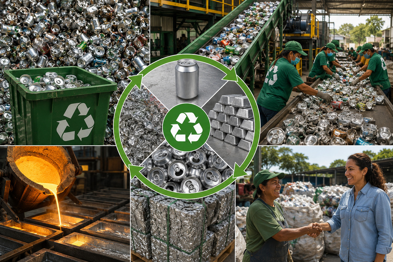 A sustentabilidade destaca-se pelo fato de o material ser cem por cento reciclável sem sofrer qualquer tipo de perda em suas propriedades físicas originais. O processo de reaproveitamento consome apenas cinco por cento da energia necessária para a produção do metal primário extraído diretamente da bauxita. O ciclo infinito de reaproveitamento fomenta uma economia circular robusta que gera renda para milhares de cooperativas de catadores em todo o país.