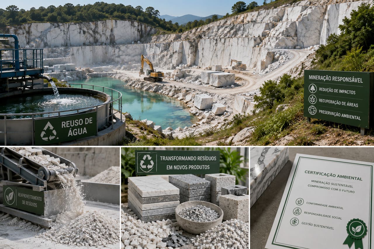 Práticas modernas de mineração buscam reduzir o desperdício de água e recuperar as áreas degradadas após o desfecho das atividades locais. O reaproveitamento de fragmentos e poeira da rocha na fabricação de novos insumos industriais diminui significativamente a pegada ecológica do setor. Optar por fornecedores certificados garante que o luxo do material não resulte na destruição predatória de ecossistemas nativos vulneráveis.